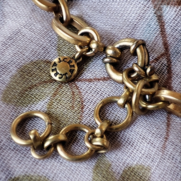 J. Crew Antiqued Gold Tone Hardware Rhinestone Statement Necklace Jewelry - Picture 4 of 7